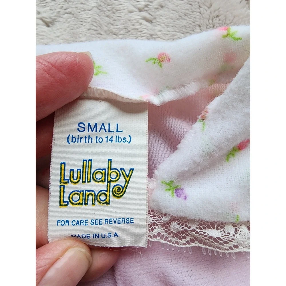 Lullaby Land Baby Girl Vintage Skirted One Piece Pink Floral Lace Size Small